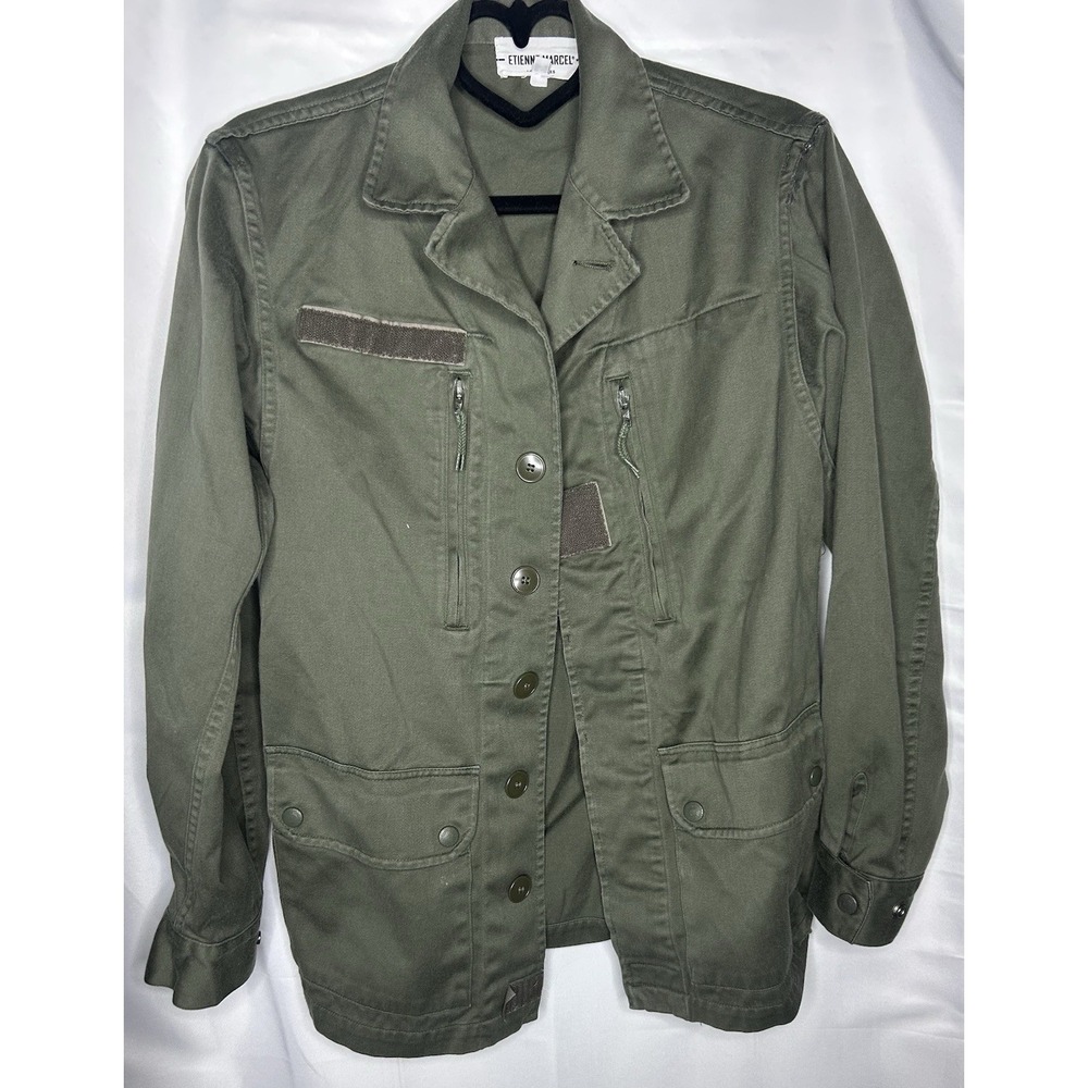 Women's Etienne Marcel Green Army‎ Style Jacket Size Small Shoulder Width 17 In